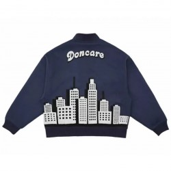 Doncare City View Collage Blue Varsity Jacket Doncare City View Collage Blue Varsity Jacket