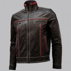 Double Stitched Men's Brown Leather Jacket Double Stitched Men's Brown Leather Jacket
