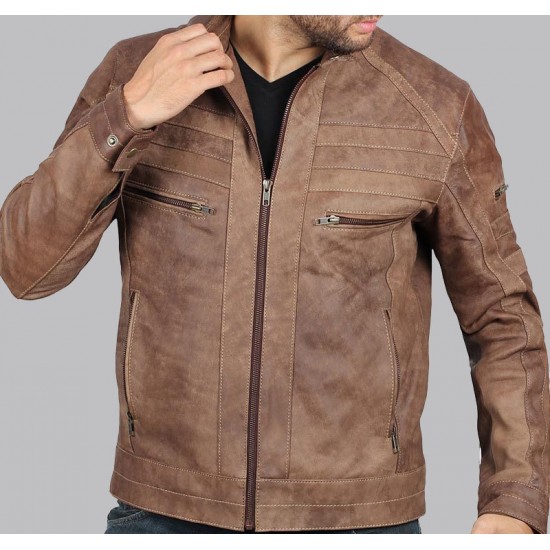 Douglas Brown Leather Jacket Mens