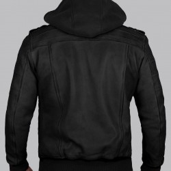 Edinburgh Black Hooded Leather Jacket Edinburgh Black Hooded Leather Jacket