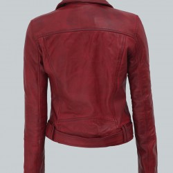 Elisa Womens Maroon Leather Motorcycle Jacket Elisa Womens Maroon Leather Motorcycle Jacket