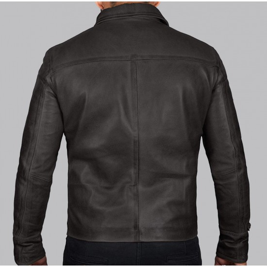 Expendable Distressed Mens Vintage Black Leather Jacket