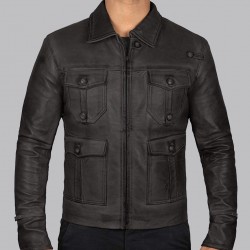 Expendable Distressed Mens Vintage Black Leather Jacket Expendable Distressed Mens Vintage Black Leather Jacket