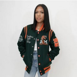 Florida A&M University Unisex Green Varsity Jacket Florida A&M University Unisex Green Varsity Jacket