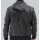 Frank Mens Black Leather Hooded Bomber Jacket Frank Mens Black Leather Hooded Bomber Jacket