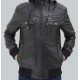 Frank Mens Black Leather Hooded Bomber Jacket Frank Mens Black Leather Hooded Bomber Jacket