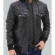 Frank Mens Black Leather Hooded Bomber Jacket