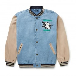 Friends With Animals Denim Varsity Jacket