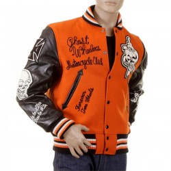 Ghost Wheelers Orange Letterman Varsity Jacket