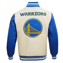 Golden State Warriors Retro Classic Off White Wool Varsity Jacket Golden State Warriors Retro Classic Off White Wool Varsity Jacket
