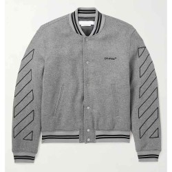 Grey Off White Varsity Wool Jacket Grey Off White Varsity Wool Jacket