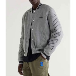 Grey Off White Varsity Wool Jacket Grey Off White Varsity Wool Jacket