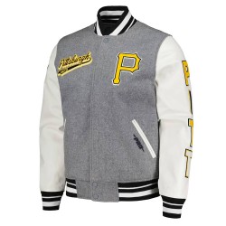 Heather Gray/White Pittsburgh Pirates Varsity Jacket Heather Gray/White Pittsburgh Pirates Varsity Jacket