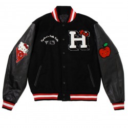 Hello Kitty Apples Wool Varsity  Jacket Hello Kitty Apples Wool Varsity  Jacket