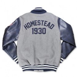 Homestead Grays Navy and Gray Varsity Jacket Homestead Grays Navy and Gray Varsity Jacket