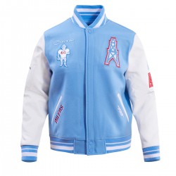 Houston Oilers Retro Classic Blue Varsity Jacket Houston Oilers Retro Classic Blue Varsity Jacket
