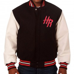 Houston Rockets Black and White Varsity Jacket