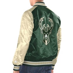 Hunter Green/Cream Milwaukee Bucks Renegade Varsity Satin Jacket Hunter Green/Cream Milwaukee Bucks Renegade Varsity Satin Jacket