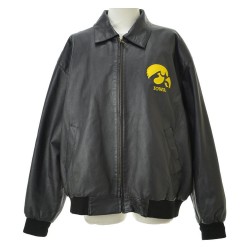 Iowa Hawkeyes Black Bomber Leather Jacket