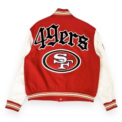 JH San Francisco 49ers Red and Off White Varsity Jacket JH San Francisco 49ers Red and Off White Varsity Jacket