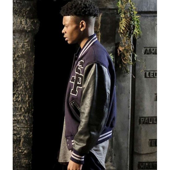 Aubrey Joseph Cloak & Dagger Varsity Jacket With SP Logo On The Front Side.