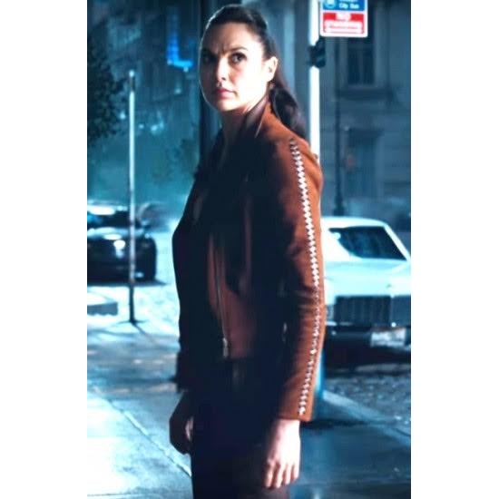 Gal Gadot Brown Leather Jacket