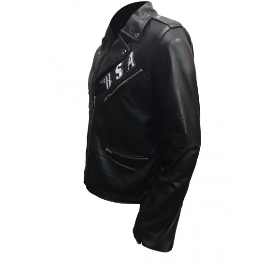 George Michael BSA Faith Rockers Revenge Leather Jacket With BSA Logo on Front & Rockers Revenge Logo on Back.