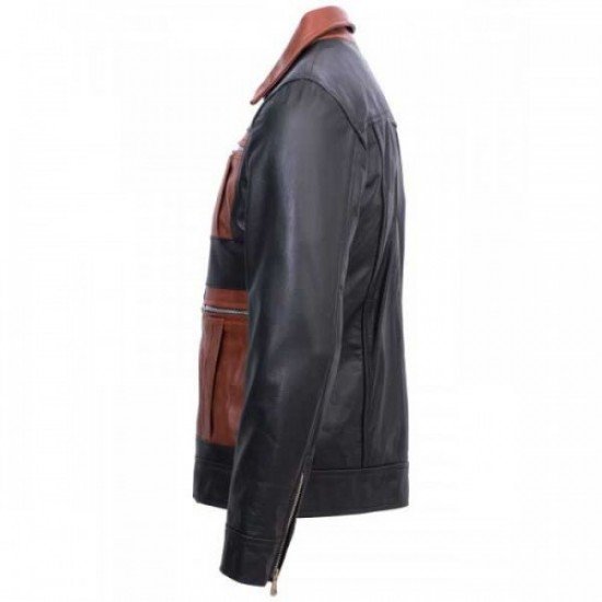 Men's Guarda Vintage Biker Leather Jacket With Four Zips on Front