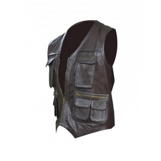 Owen Grady Chris Pratt Jurassic World Vest in black color leather