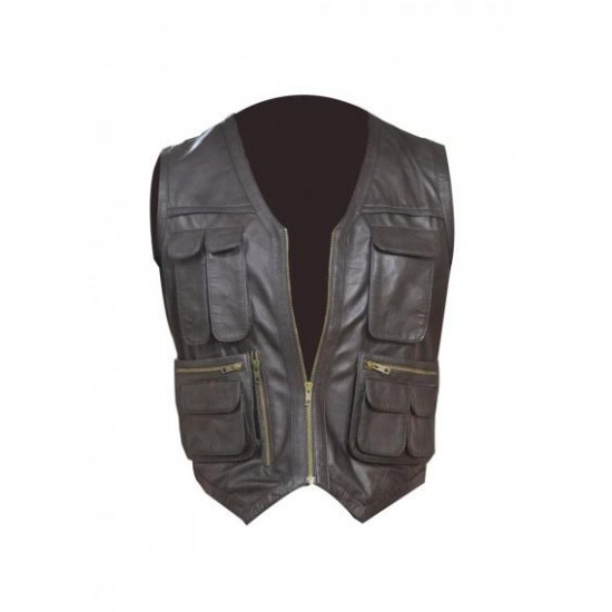 Owen Grady Chris Pratt Jurassic World Vest in black color leather