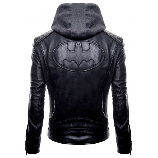 Justice League Gotham Outlaw Batman Leather Jacket / Hood