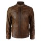 NEW Mens Distressed Brown Motorcycle Biker Real Sheepskin Leather Jacket