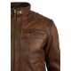 NEW Mens Distressed Brown Motorcycle Biker Real Sheepskin Leather Jacket