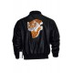 Rocky 2 Tiger Balboa Black Leather Jacket With Tiger Patch On the Back Side.