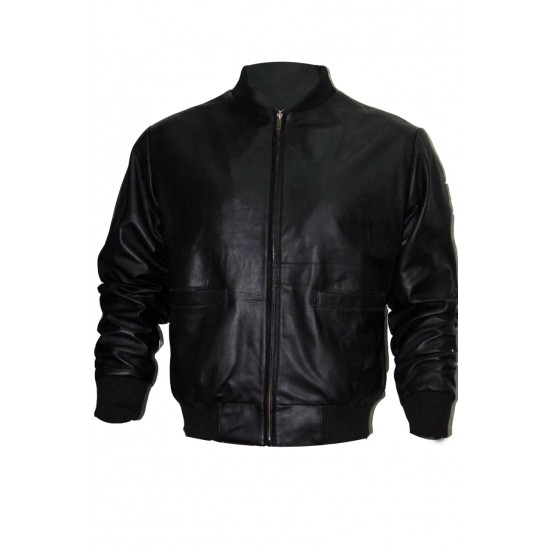 Rocky 2 Tiger Balboa Black Leather Jacket With Tiger Patch On the Back Side.