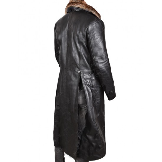 Shazam Dr Thaddeus Sivana Leather Coat With Fur Collar