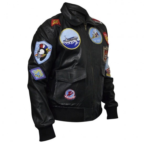 Top Gun Tom Cruise Men Fighter Jet Pilot Brown Fur Cowhide Leather Jacket
