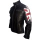 Men's UK Flag Vintage Biker Leather Jacket With UK Flag on both sleeves.