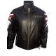 Men's UK Flag Vintage Biker Leather Jacket With UK Flag on both sleeves.