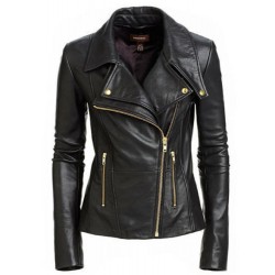 Women's Slim Fit Motorcycle Leather Jacket