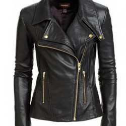 Women's Slim Fit Motorcycle Leather Jacket