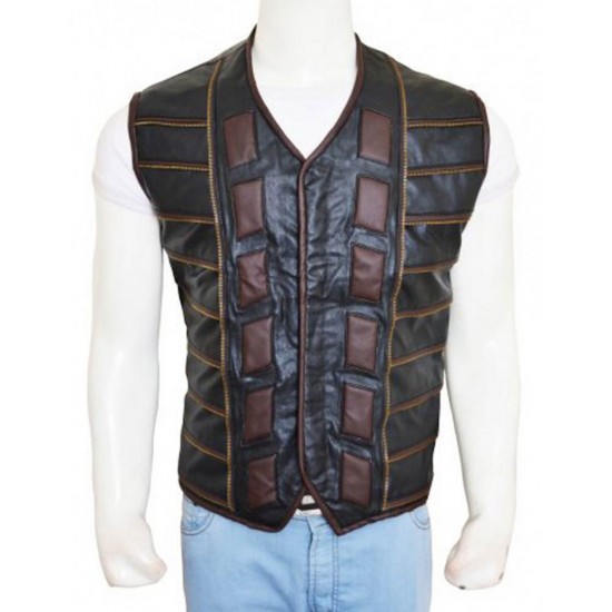 Anthony Lemke Dark Matter Leather Vest with padded shape designing on front