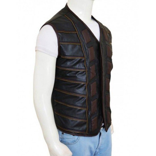 Anthony Lemke Dark Matter Leather Vest with padded shape designing on front