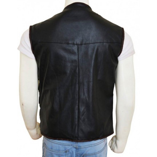 Anthony Lemke Dark Matter Leather Vest with padded shape designing on front