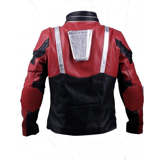 Avengers Endgame Ant Man Leather Jacket in red and black color