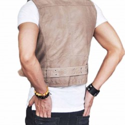 Men's Belted Asymmetrical Zipper Leather Vest Men's Belted Asymmetrical Zipper Leather Vest