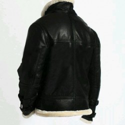 Men's Stylish B3 Bomber Full Fur Removable Hood Genuine Cow Leather Jacket