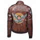 Captain Marvel Carol Danvers Brown Leather Bomber Jacket With USA Flag Badge At Left Sleeve And Air Force logo on the back side.