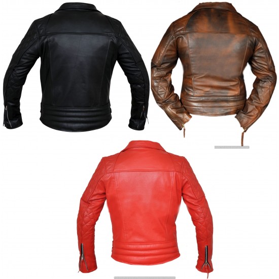 New Mens Classic Diamond Quilted Leather Jacket