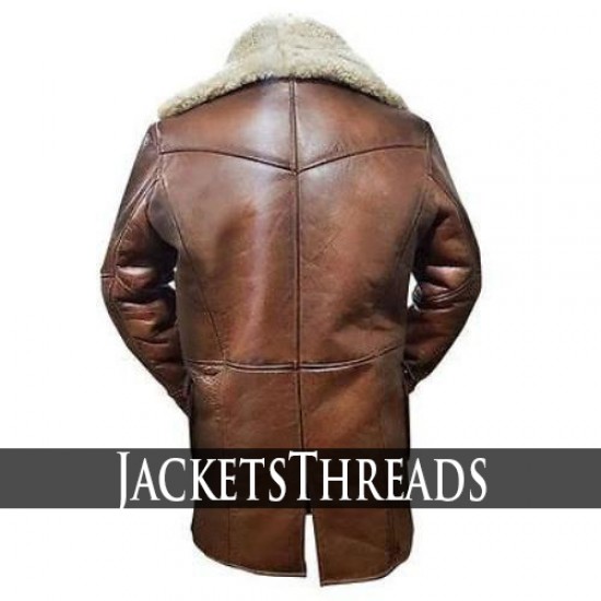 Dark Knight Rises Bane Real Shearling Genuine Leather Trench Coat / Jacket